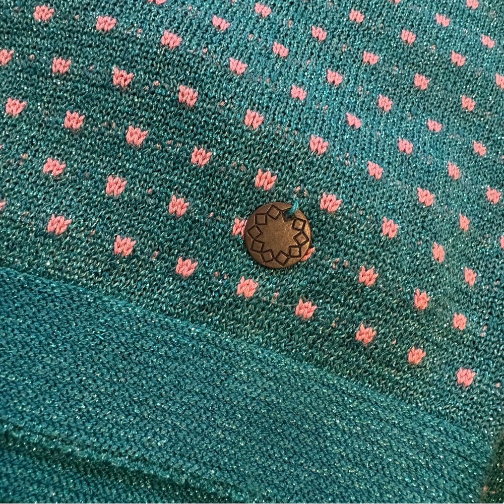 Numph Darlene Pullover Teal & Pink Polka Dot Women's Short Sleeve Top Sweater S - Picture 7 of 9